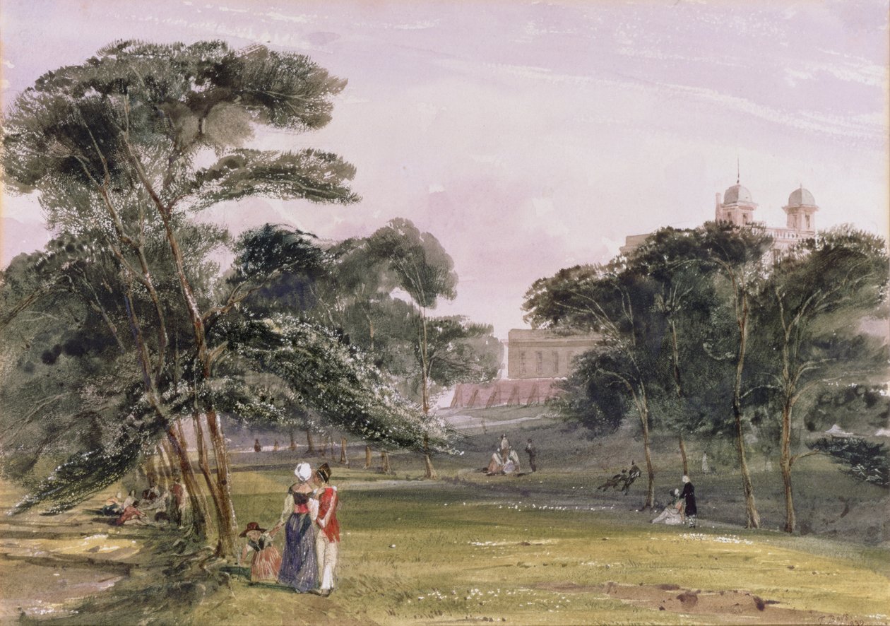 Figury w parku pod obserwatorium, Greenwich, ok. 1850 (akwarela) autorstwa Thomas Shotter Boys