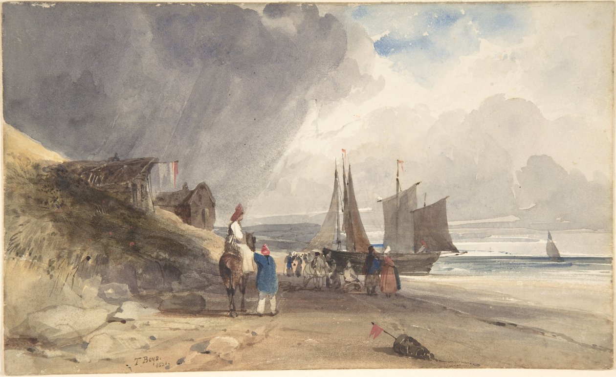 Postacie na plaży w północnej Francji autorstwa Thomas Shotter Boys