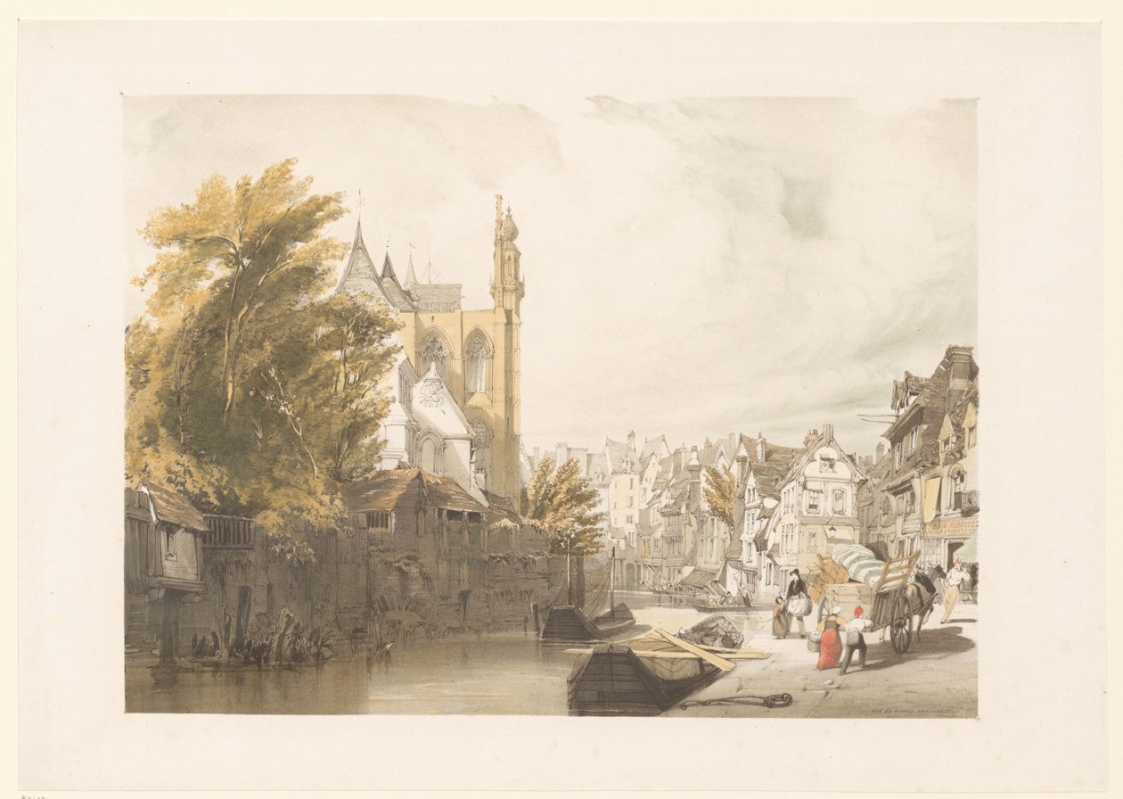 Widok na Rue de Rivage w Abbeville autorstwa Thomas Shotter Boys