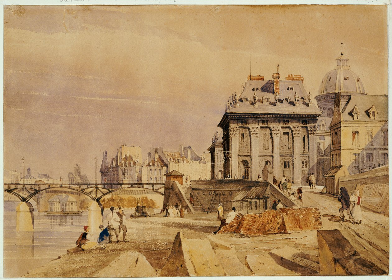 L „Instytut i Pont des Arts, Paryż, 1828 r. autorstwa Thomas Shotter Boys