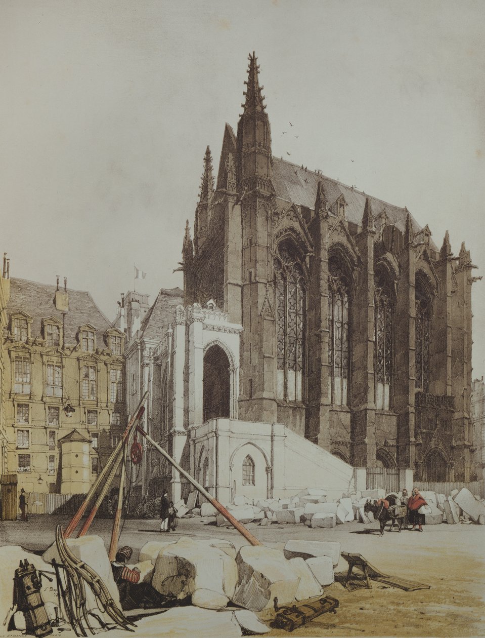 La Sainte Chapelle, z Malowniczej architektury w Paryżu, wydana w 1839 r. autorstwa Thomas Shotter Boys