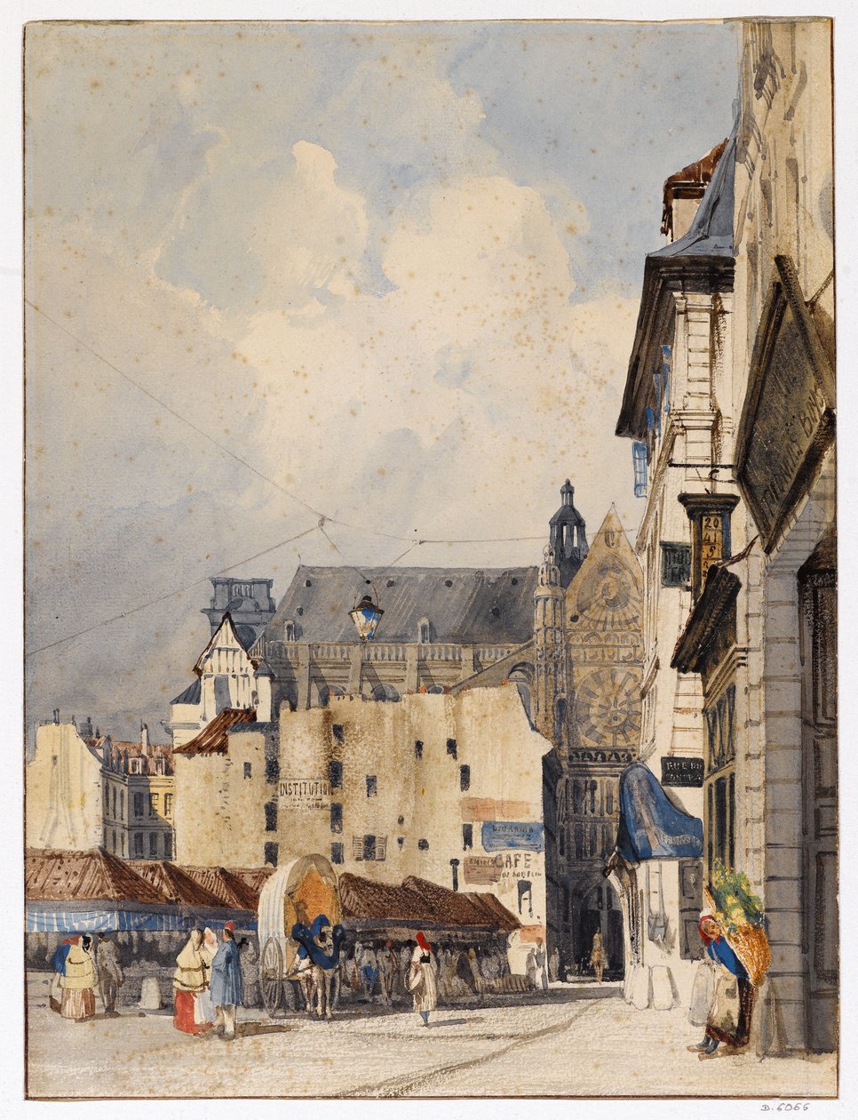 Rue des Prouvaires i kościół Saint-Eustache autorstwa Thomas Shotter Boys