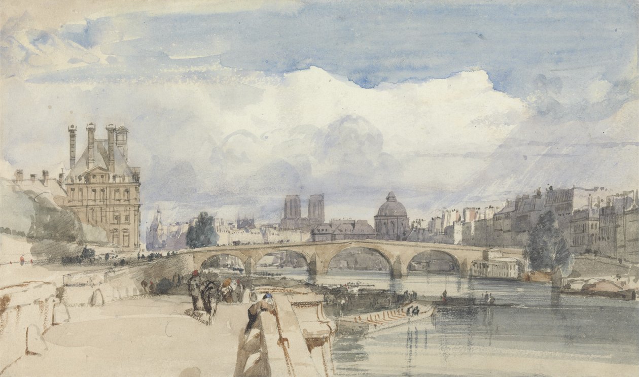 Le Pont Royal, Paryż, c.1828 (w/c na papierze) autorstwa Thomas Shotter Boys
