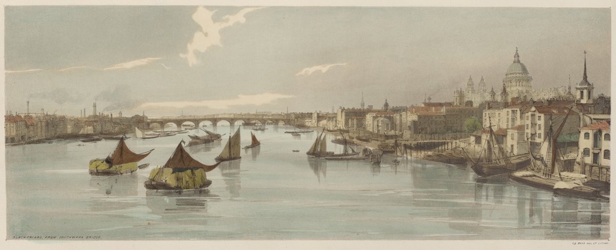 Londyn taki, jaki jest: Blackfriars, z Southwark Bridge autorstwa Thomas Shotter Boys