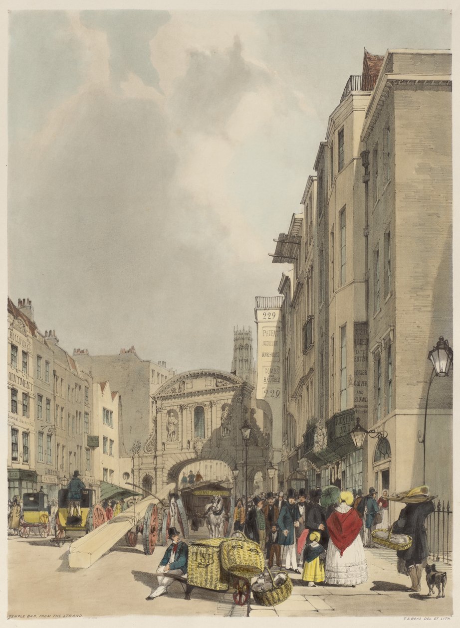 Londyn taki, jaki jest: Temple Bar, z Strand autorstwa Thomas Shotter Boys