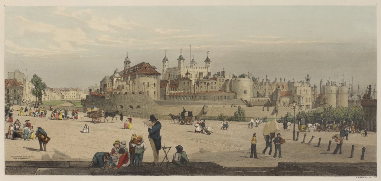 London As It Is: The Tower and Mint, z Great Tower Hill autorstwa Thomas Shotter Boys