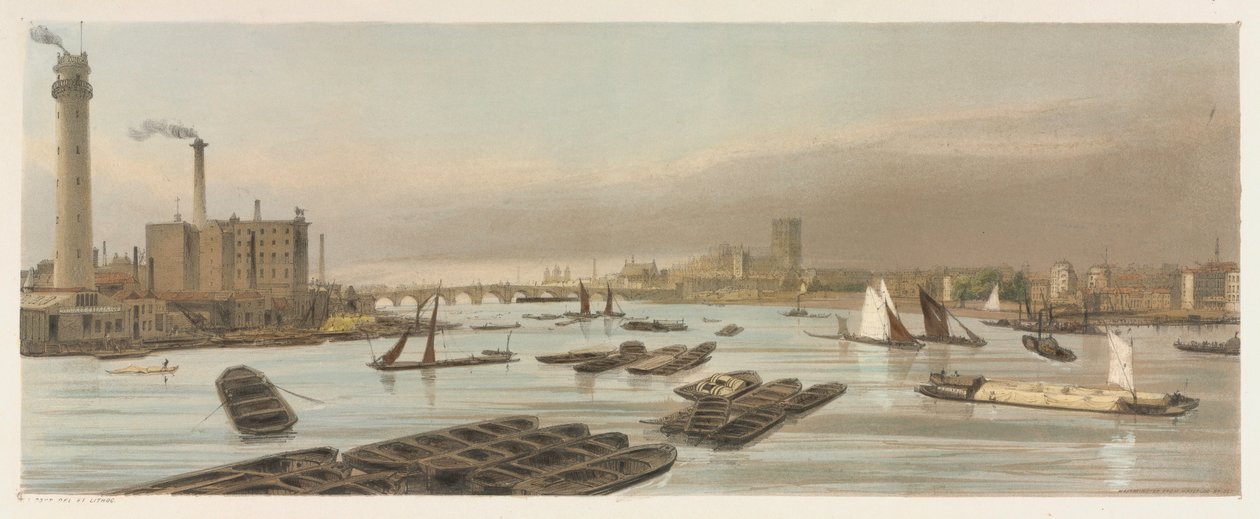 Londyn takim, jakim jest: Westminster, z mostu Waterloo, 1842. autorstwa Thomas Shotter Boys