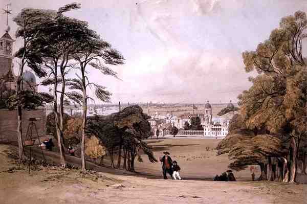 Londyn z Greenwich, z „London As It Is”, wygrawerowany i opublikowany przez artystę autorstwa Thomas Shotter Boys