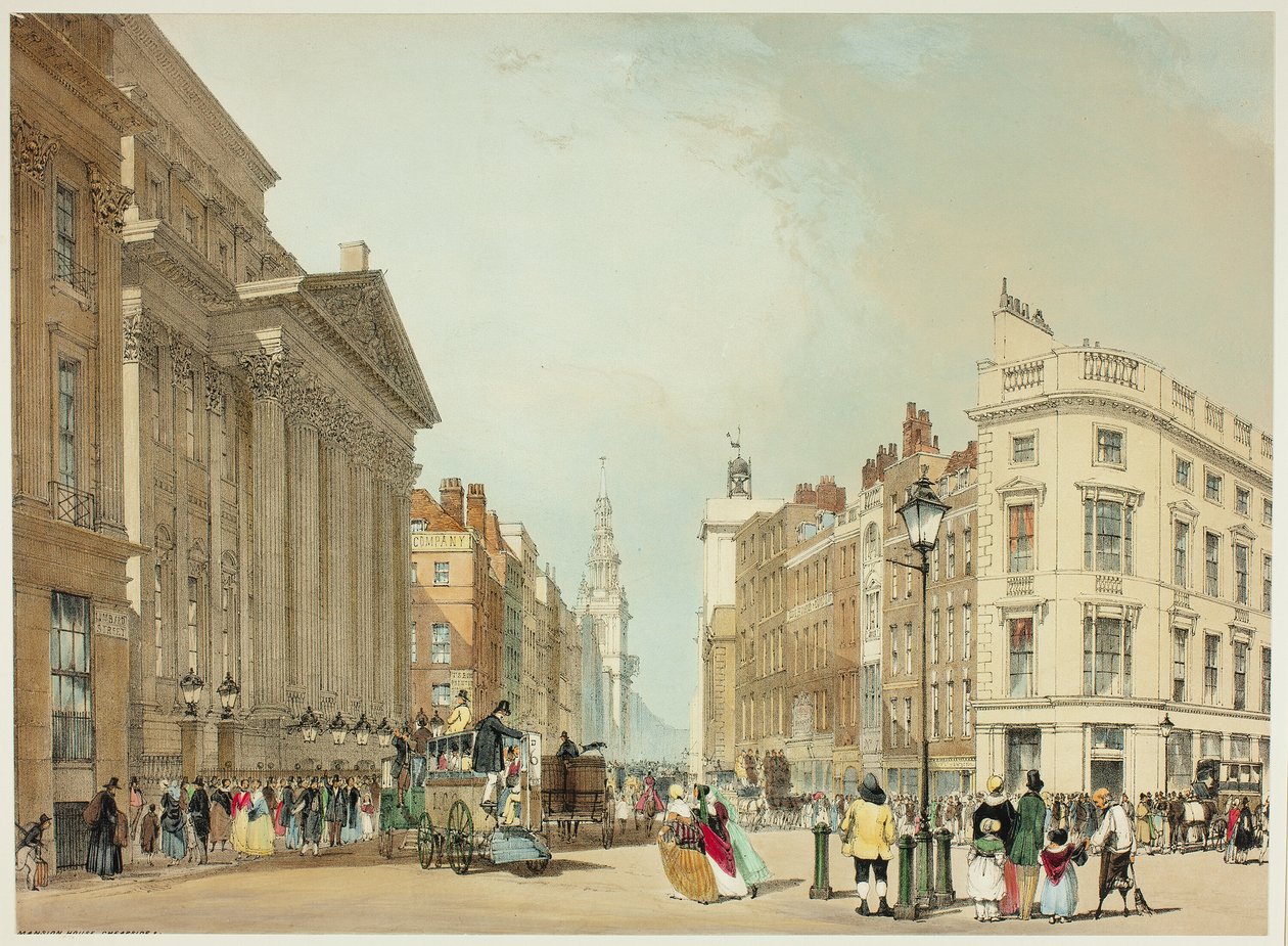 Mansion House, Cheapside, płyta pierwsza z Original Views of London as It autorstwa Thomas Shotter Boys