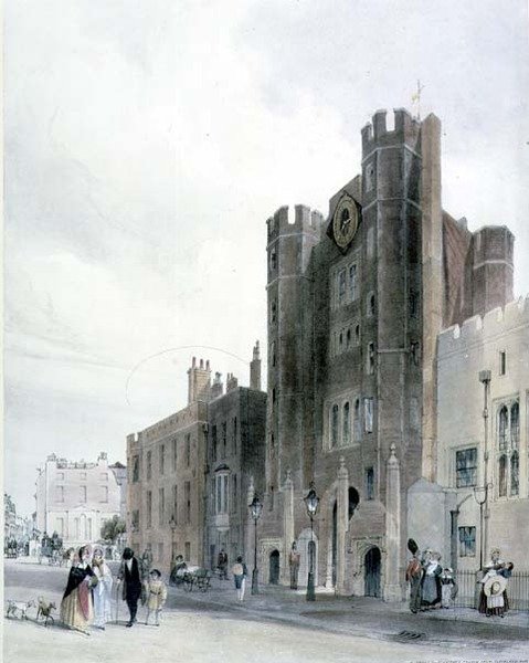 Północny front Pałacu św. Jakuba z Cleveland Row autorstwa Thomas Shotter Boys