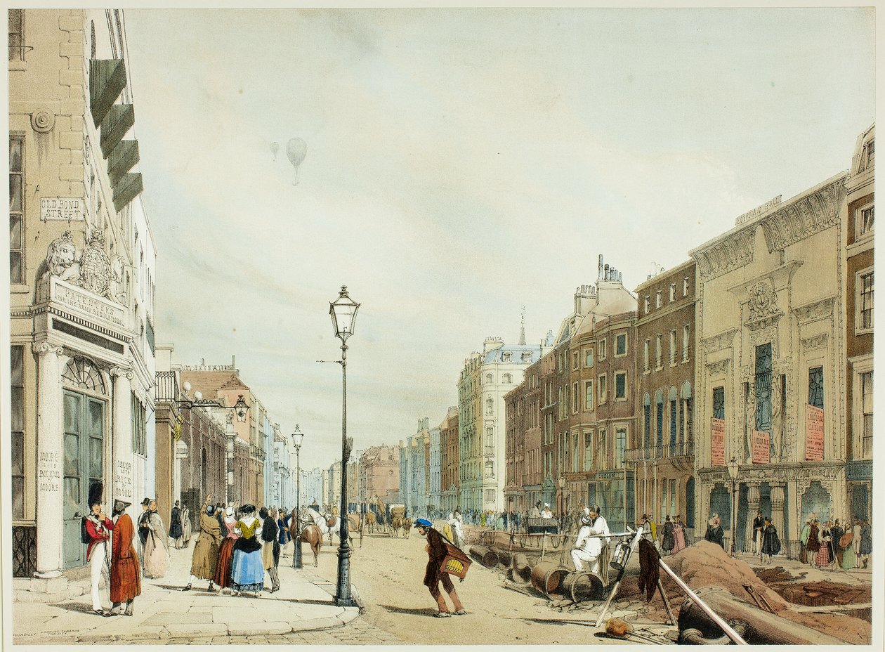 Piccadilly, Patrząc w stronę miasta, płyta siedemnasta z Original Views of London as It autorstwa Thomas Shotter Boys