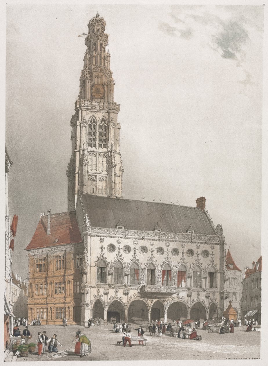Malownicza architektura w Paryżu, Gandawie, Antwerpii, Rouen, 1839. autorstwa Thomas Shotter Boys