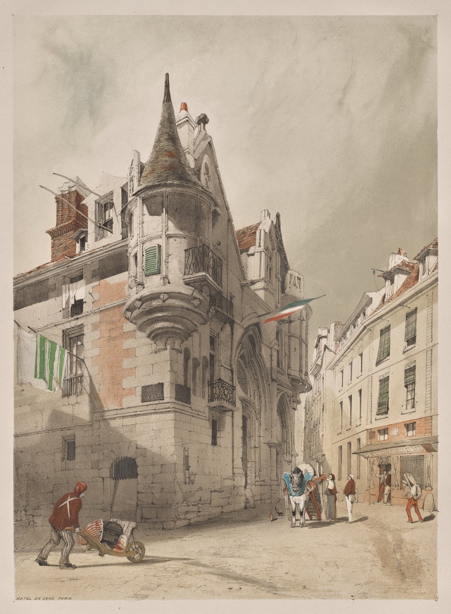 Malownicza architektura w Paryżu, Gandawie, Antwerpii, Rouen: Hotel de Sens, Paryż autorstwa Thomas Shotter Boys