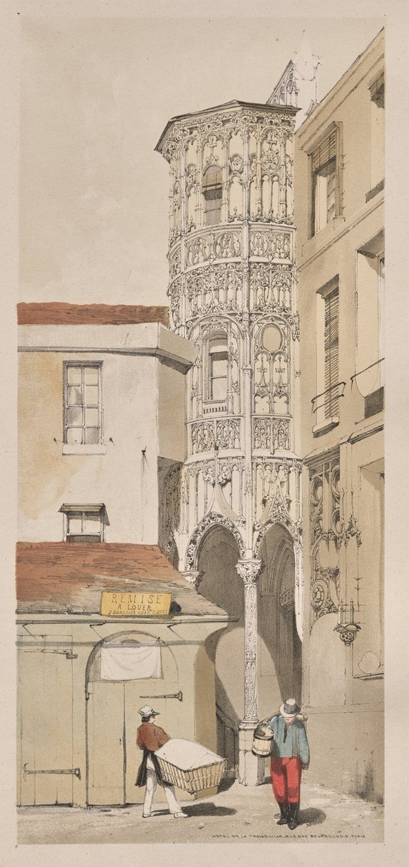 Malownicza architektura w Paryżu, Gandawie, Antwerpii, Rouen: Hotel de la Tremouille, Rue des Bourbonnois, Paryż autorstwa Thomas Shotter Boys