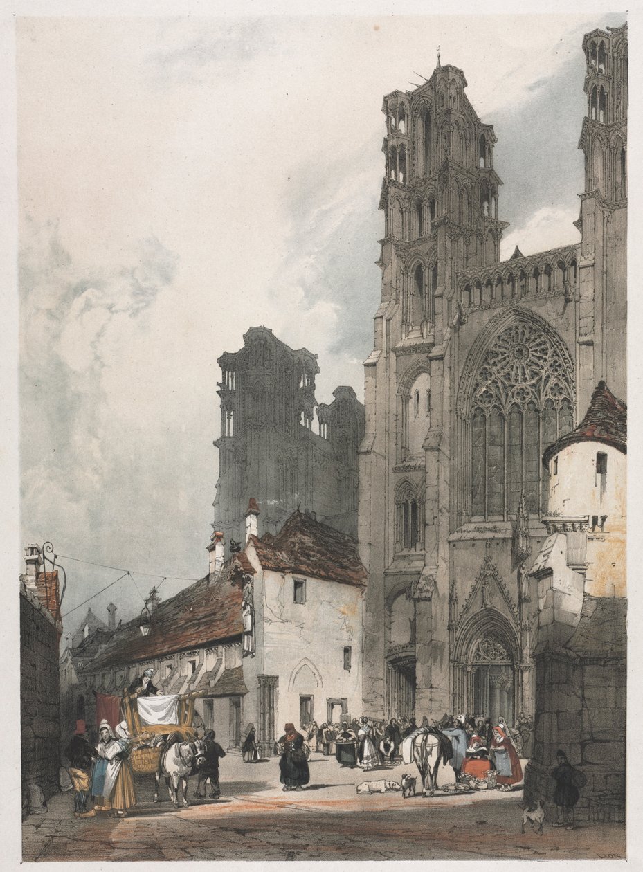 Malownicza architektura w Paryżu, Gandawie, Antwerpii, Rouen: Laon, Francja, 1839. autorstwa Thomas Shotter Boys