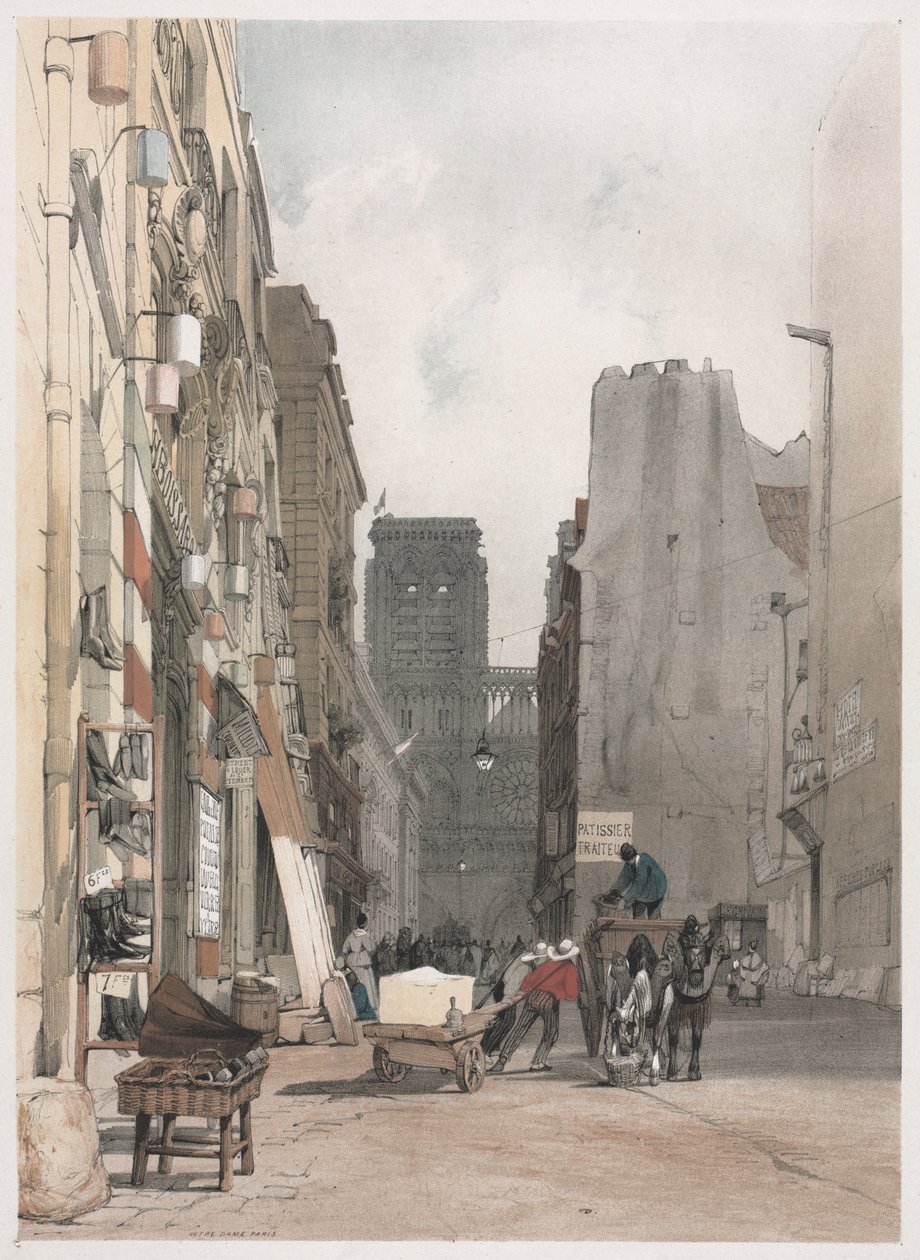 Malownicza architektura w Paryżu, Gandawie, Antwerpii, Rouen: Notre Dame, Paryż, 1839. autorstwa Thomas Shotter Boys
