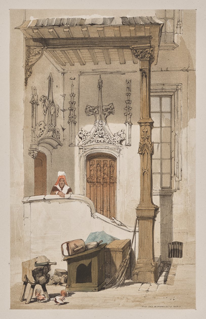 Malownicza architektura w Paryżu, Gandawie, Antwerpii, Rouen: Rue des Marmousets, Paryż autorstwa Thomas Shotter Boys