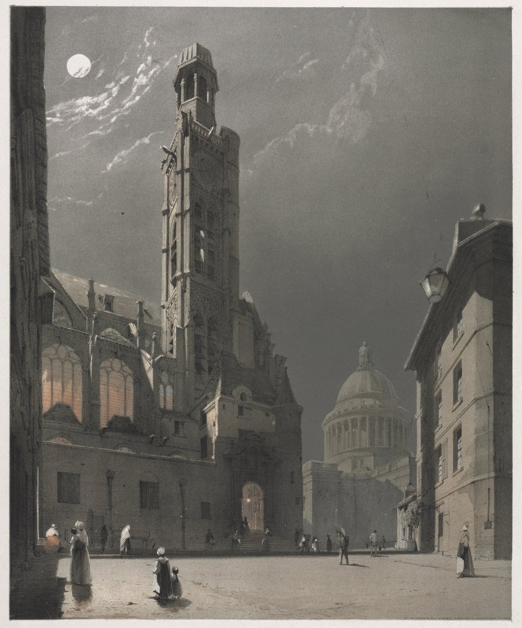 Architektura malownicza w Paryżu, Gandawie, Antwerpii, Rouen: St. Etienne du Mont i Panteon, Paryż autorstwa Thomas Shotter Boys