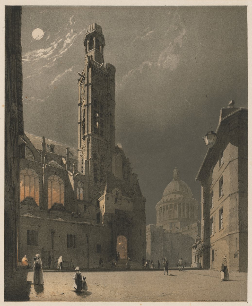 Architektura malownicza w Paryżu, Gandawie, Antwerpii, Rouen: St. Etienne du Mont i Panteon, Paryż autorstwa Thomas Shotter Boys