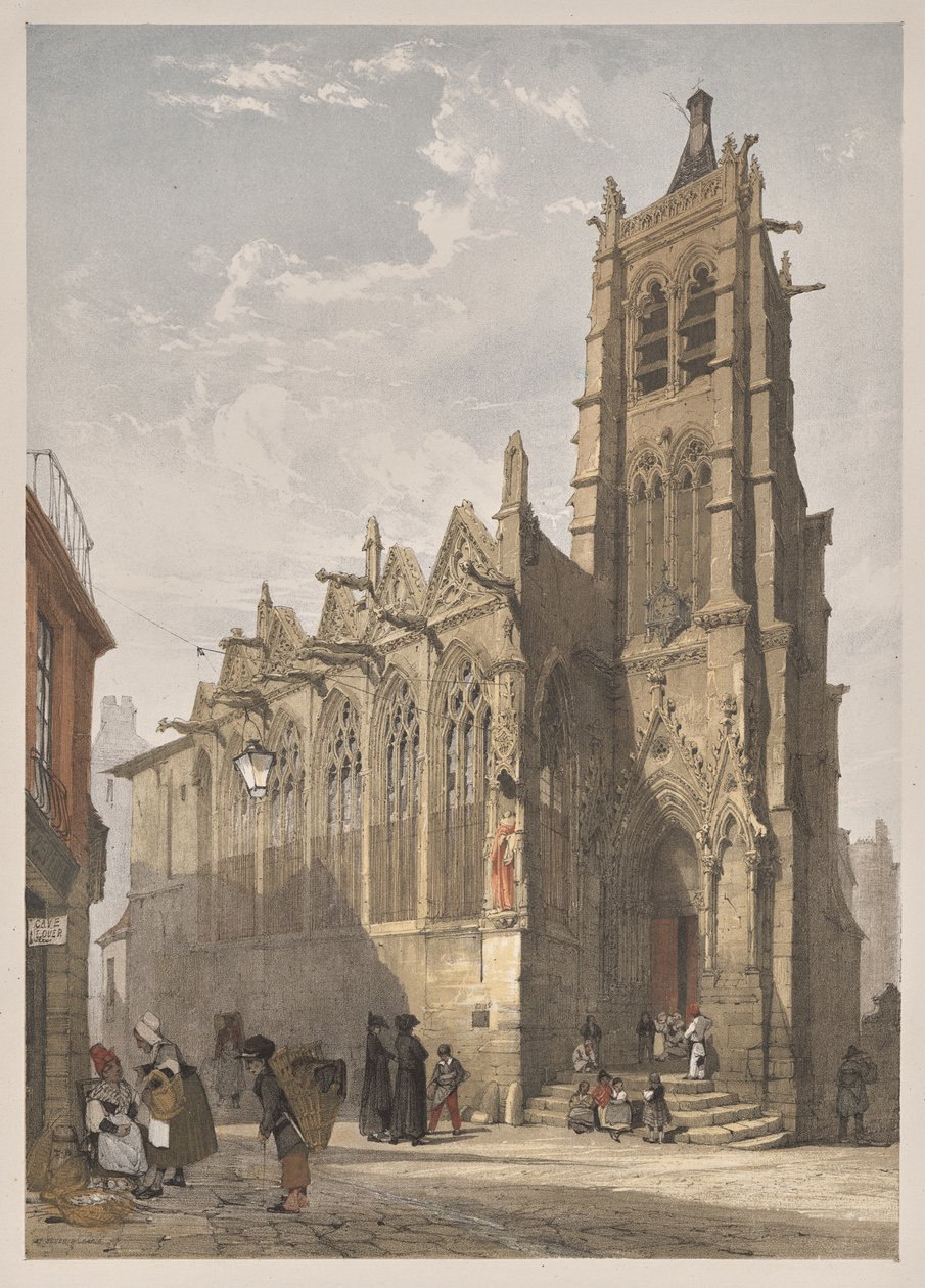 Malownicza architektura w Paryżu, Gandawie, Antwerpii, Rouen: St. Severin, Paryż autorstwa Thomas Shotter Boys