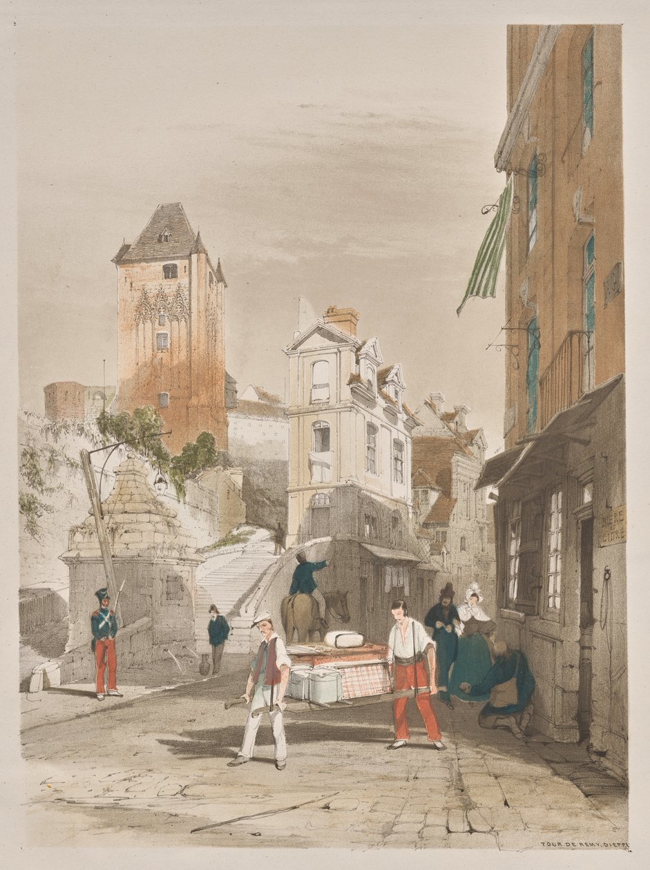 Malownicza architektura w Paryżu, Gandawie, Antwerpii, Rouen: Tour de Remy, Dieppe, Francja autorstwa Thomas Shotter Boys