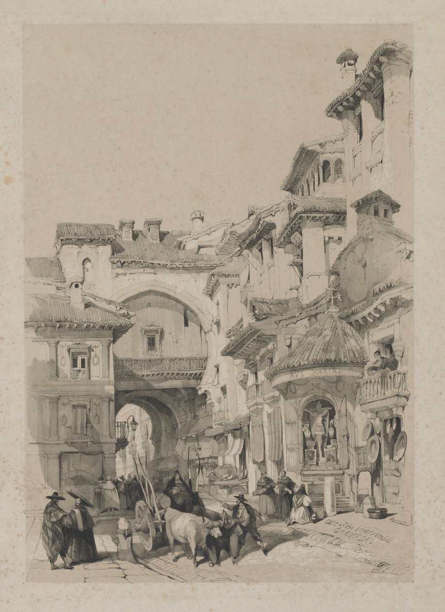 Malownicze szkice w Hiszpanii: Brama Vivarrambla, Granada autorstwa Thomas Shotter Boys