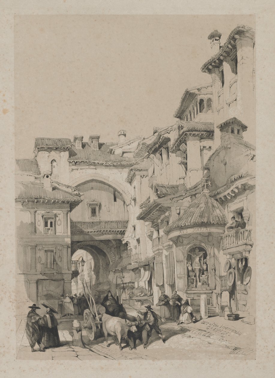 Malownicze szkice w Hiszpanii: Brama Vivarrambla, Granada, 1837. autorstwa Thomas Shotter Boys