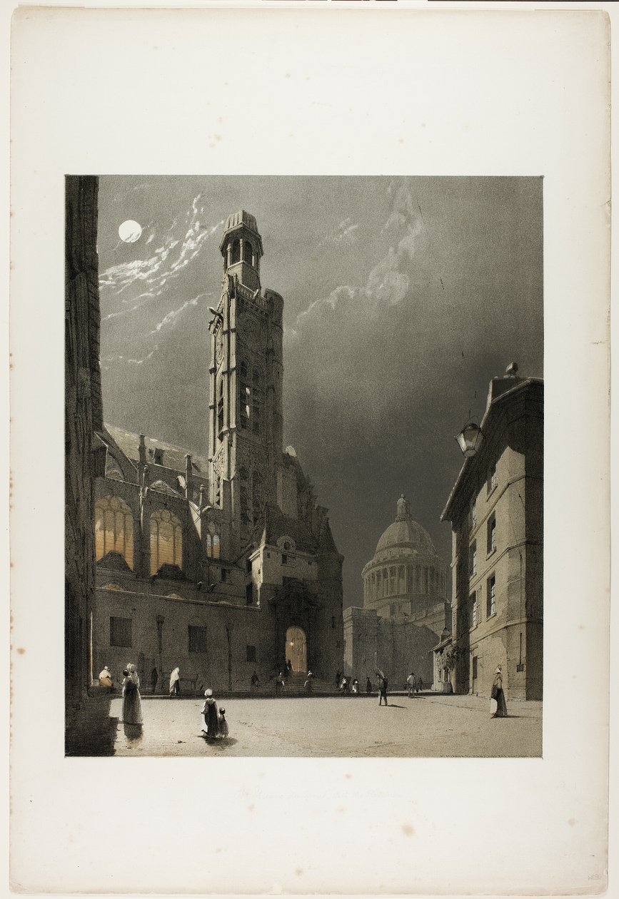 St Etienne du Mont i Panteon, Paryż, płyta 20 z Picturesque Architecture in Paris, Ghent, Antwerp, Rouen, Etc. autorstwa Thomas Shotter Boys