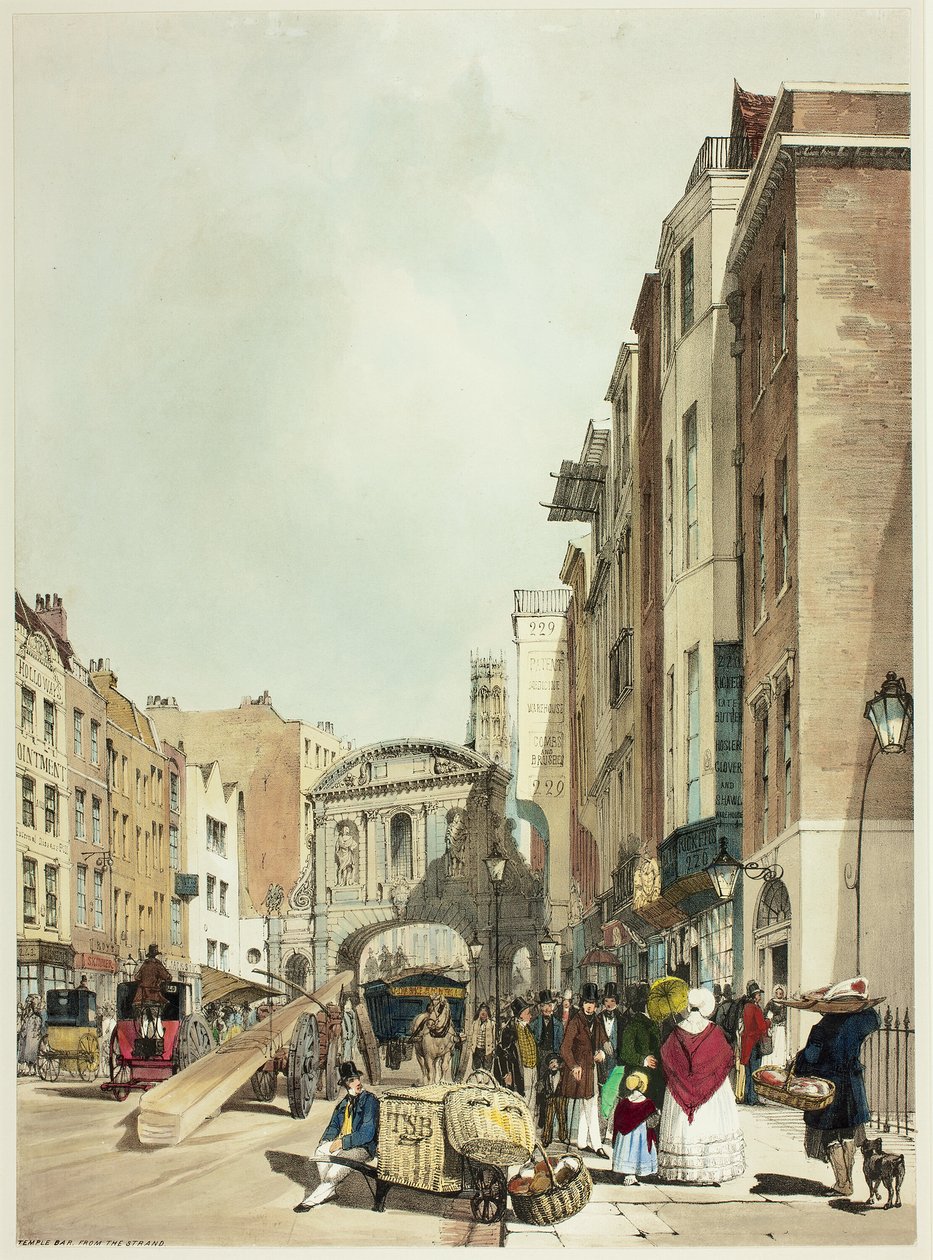Temple Bar z The Strand, płyta 22 z Original Views of London as It autorstwa Thomas Shotter Boys