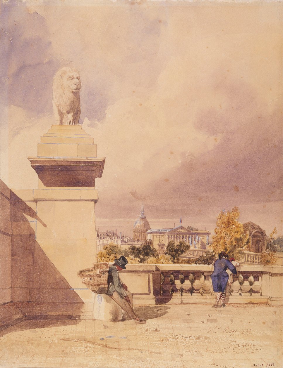 Most Concorde widziany z tarasu Tuileries autorstwa Thomas Shotter Boys