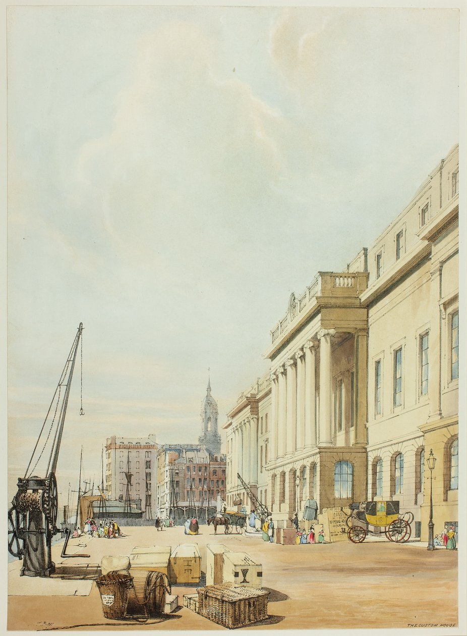 The Custom House, płyta trzecia z Original Views of London as It Is autorstwa Thomas Shotter Boys