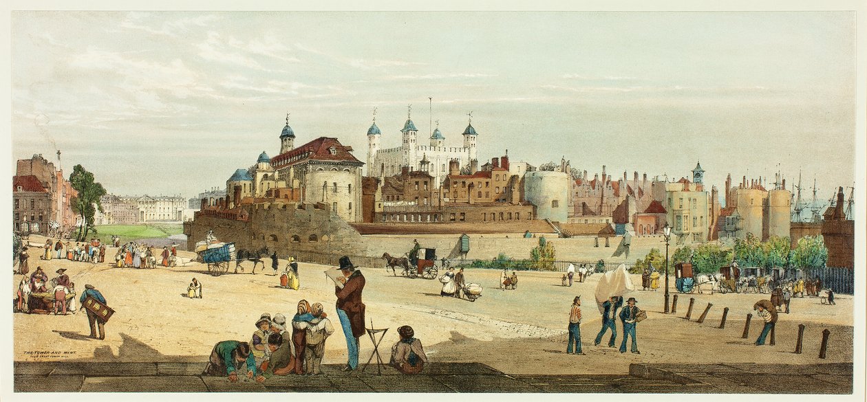 The Tower and Mint z Great Tower Hill, płyta druga z Original Views of London as It autorstwa Thomas Shotter Boys