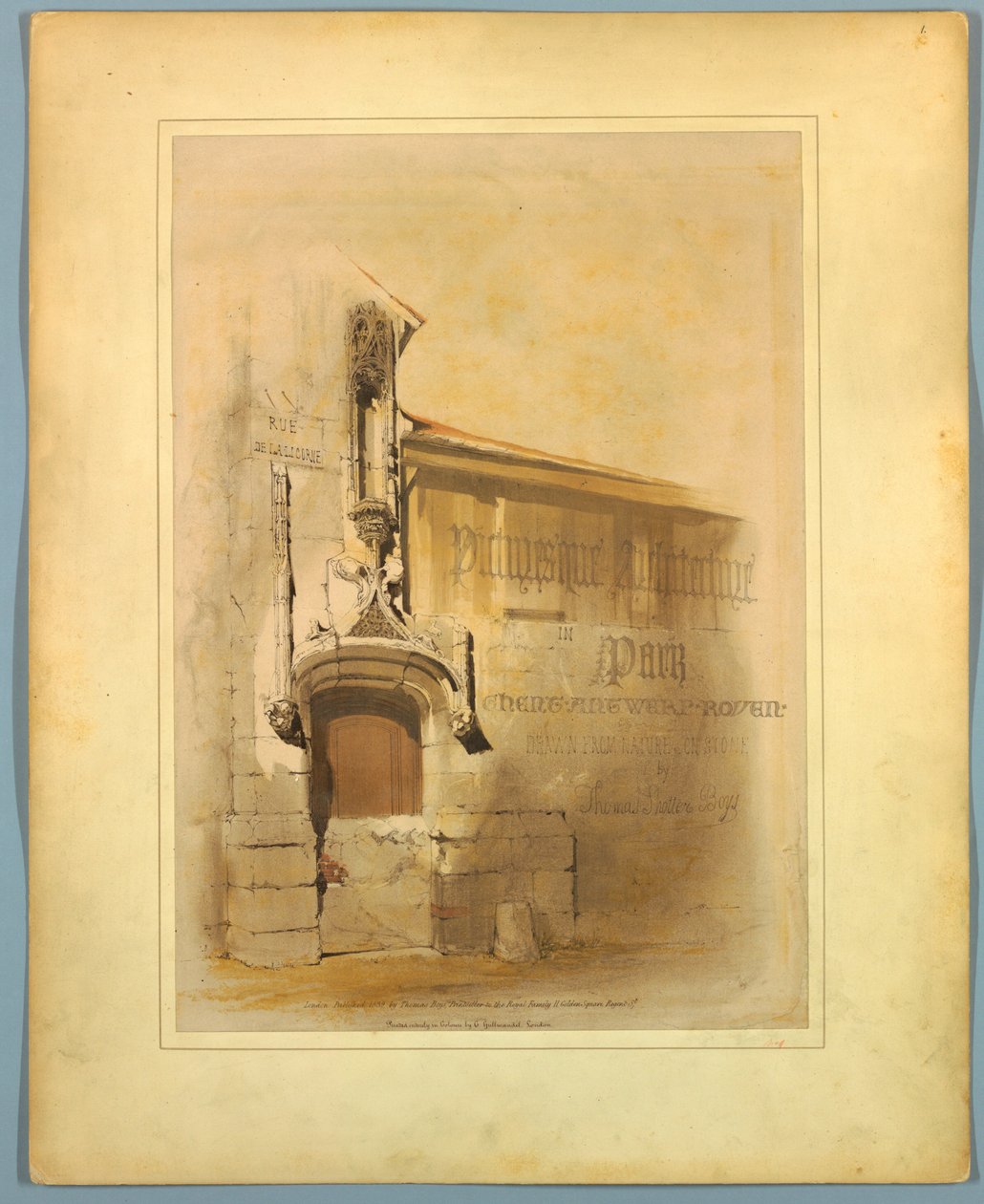 Strona tytułowa, „Malownicza architektura w Paryżu, Gandawie, Antwerpii, Rouen itd.” autorstwa Thomas Shotter Boys