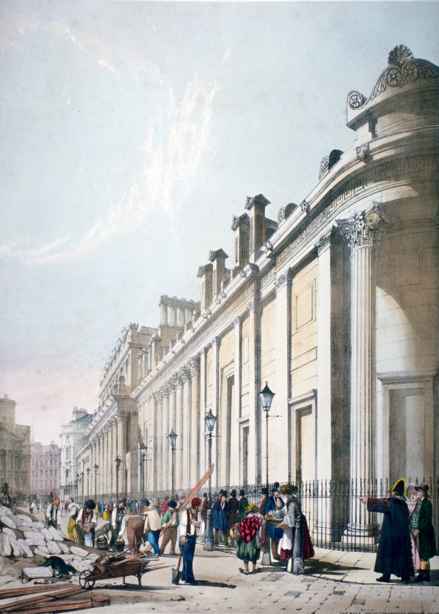 Widok na Bank of England City of London, 1842 autorstwa Thomas Shotter Boys