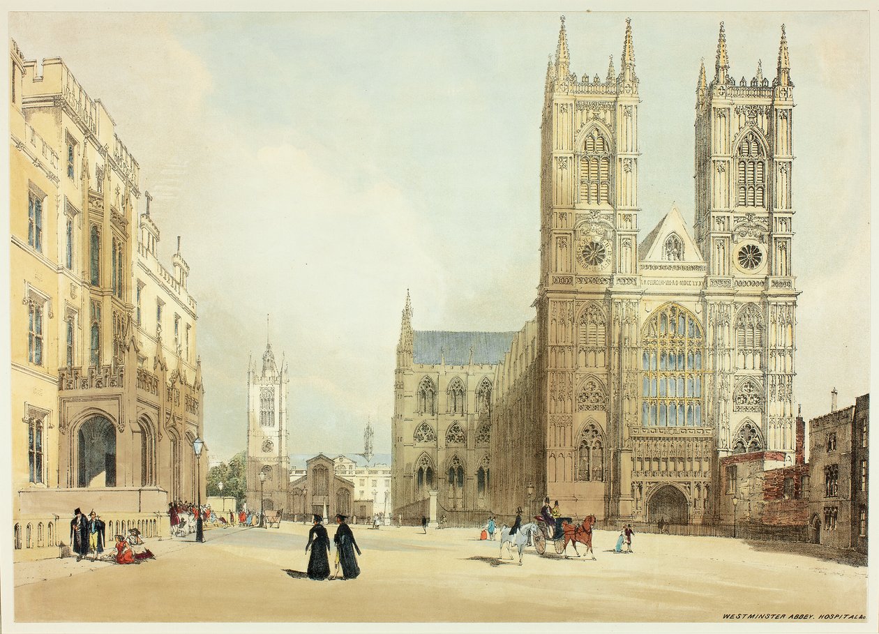 Westminster Abbey, Hospital and Company, płyta siódma z Original Views of London as It autorstwa Thomas Shotter Boys