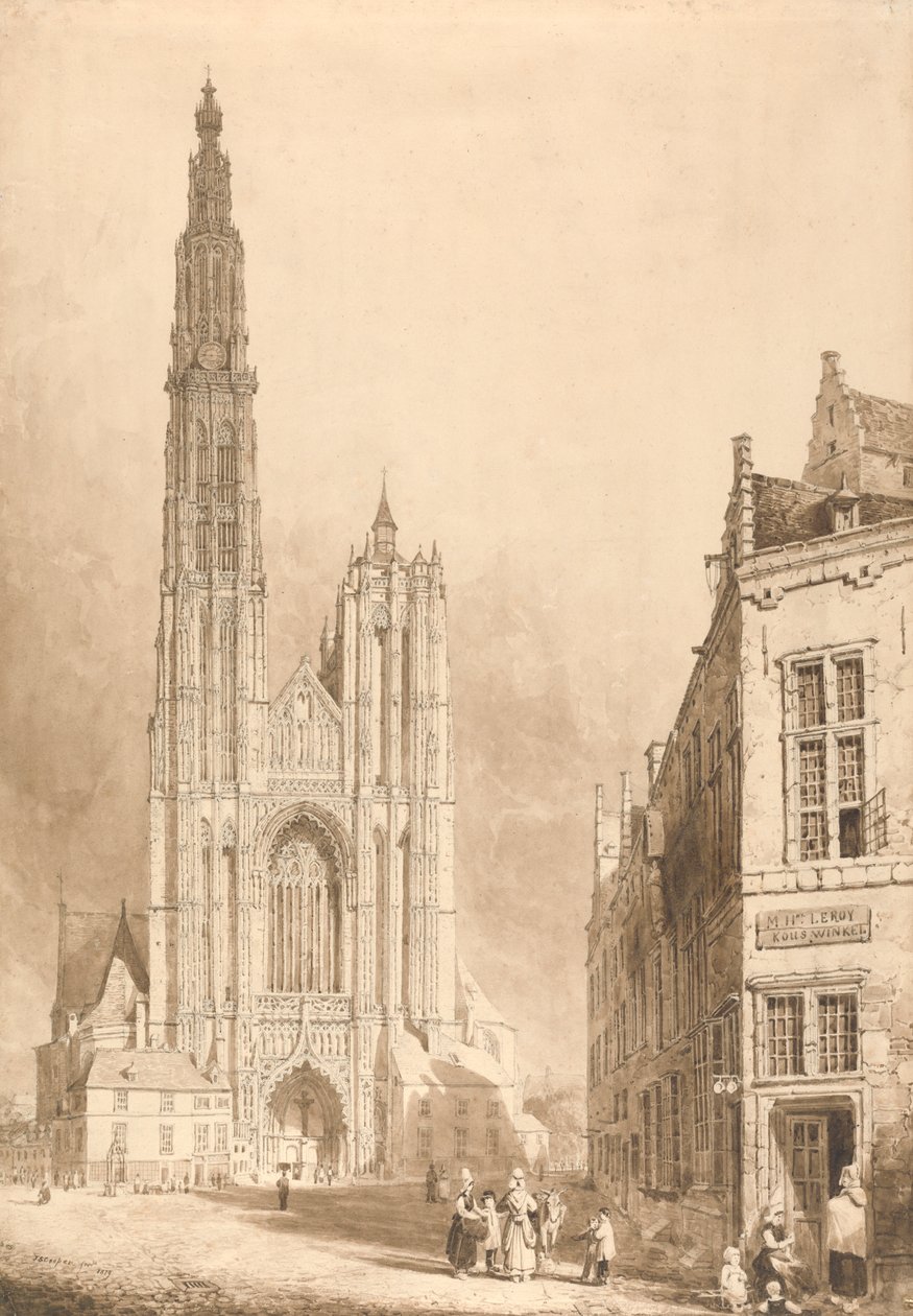 Vista do Polonês da Catedral de Antuérpia autorstwa Thomas Sidney Cooper