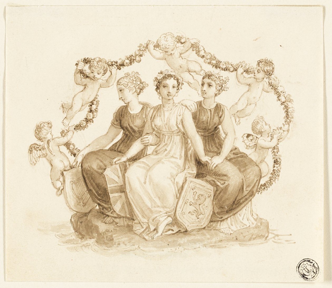 Alegoria Anglii, Szkocji i Irlandii autorstwa Thomas Stothard