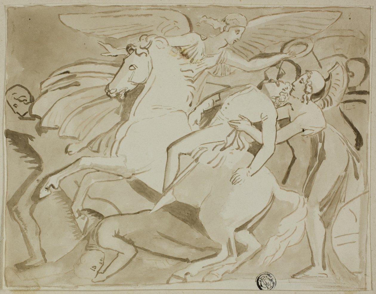 Anioł składający wieniec na głowie umierającego żołnierza autorstwa Thomas Stothard
