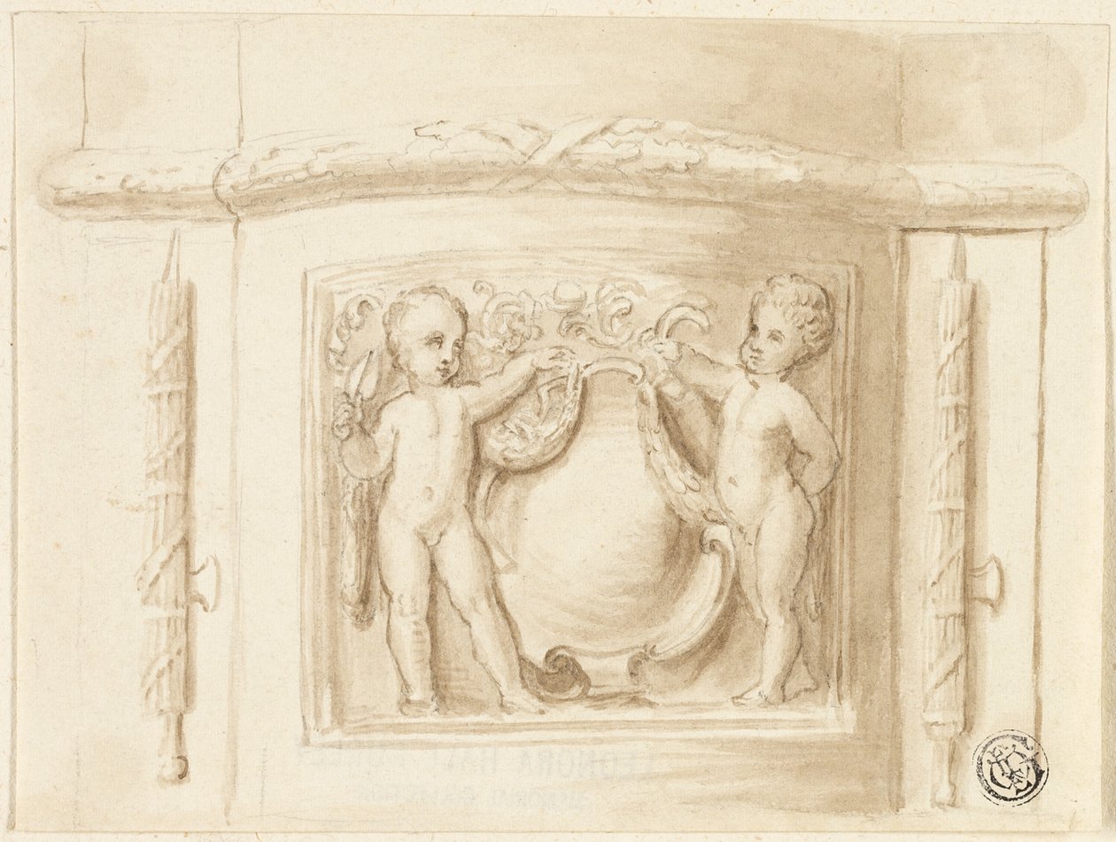 Podstawa Pilastra z Reliefem, z 2 Putti, Tarcza autorstwa Thomas Stothard
