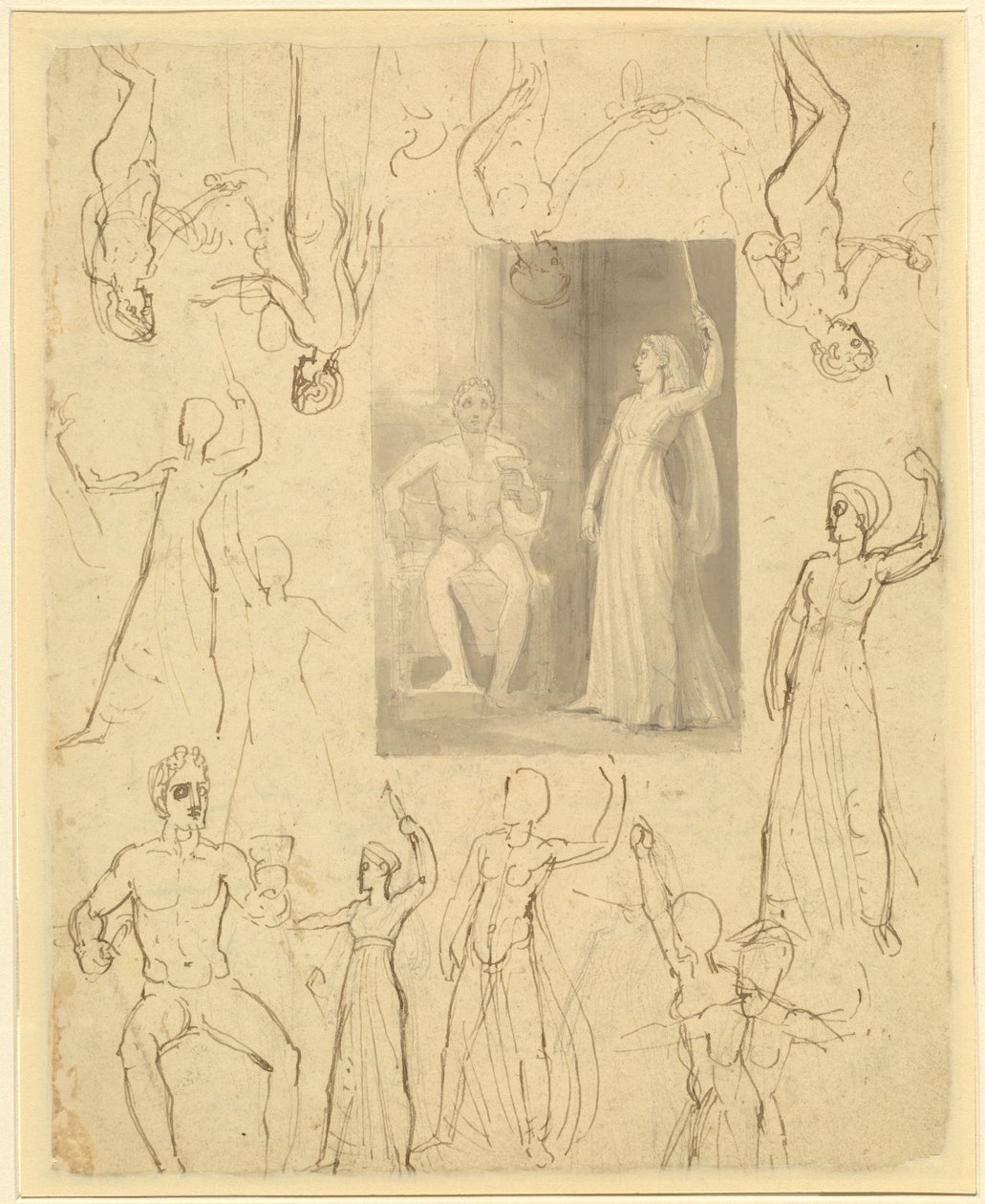 Projekt ilustracji książkowej Cyrku i Odyseusza [recto] autorstwa Thomas Stothard