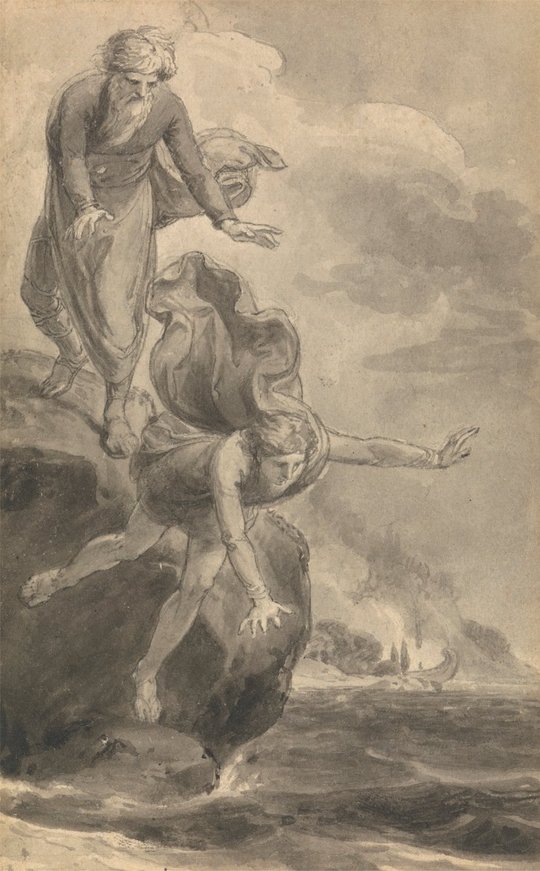 Uma das seis ilustrações para o polimento "As aventuras de Telêmaco, filho de Ulisses" de Fenelon autorstwa Thomas Stothard