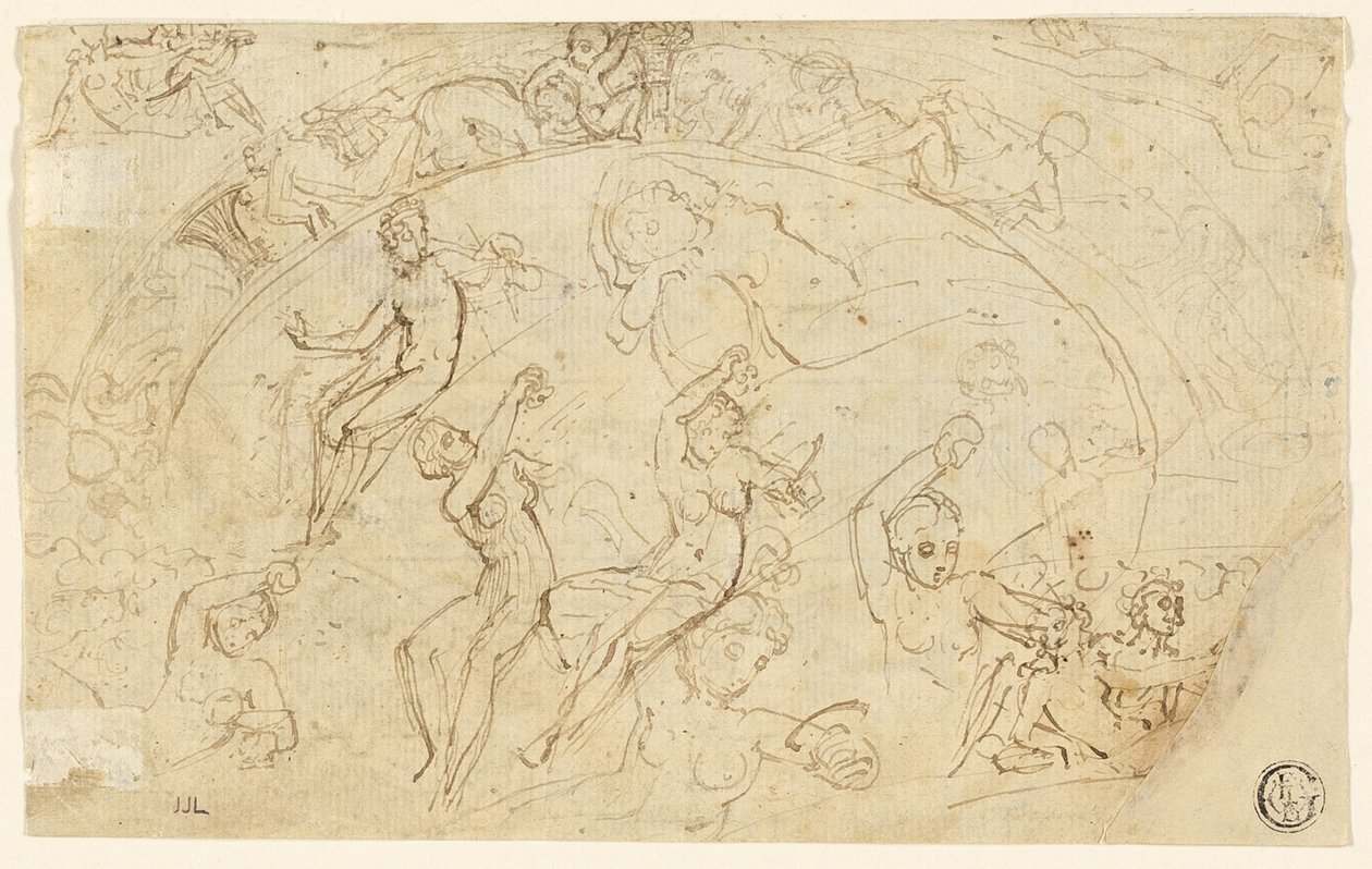 Szkice do Silver Salver (recto); Szkice fryzów, grupy kobiet (verso) autorstwa Thomas Stothard