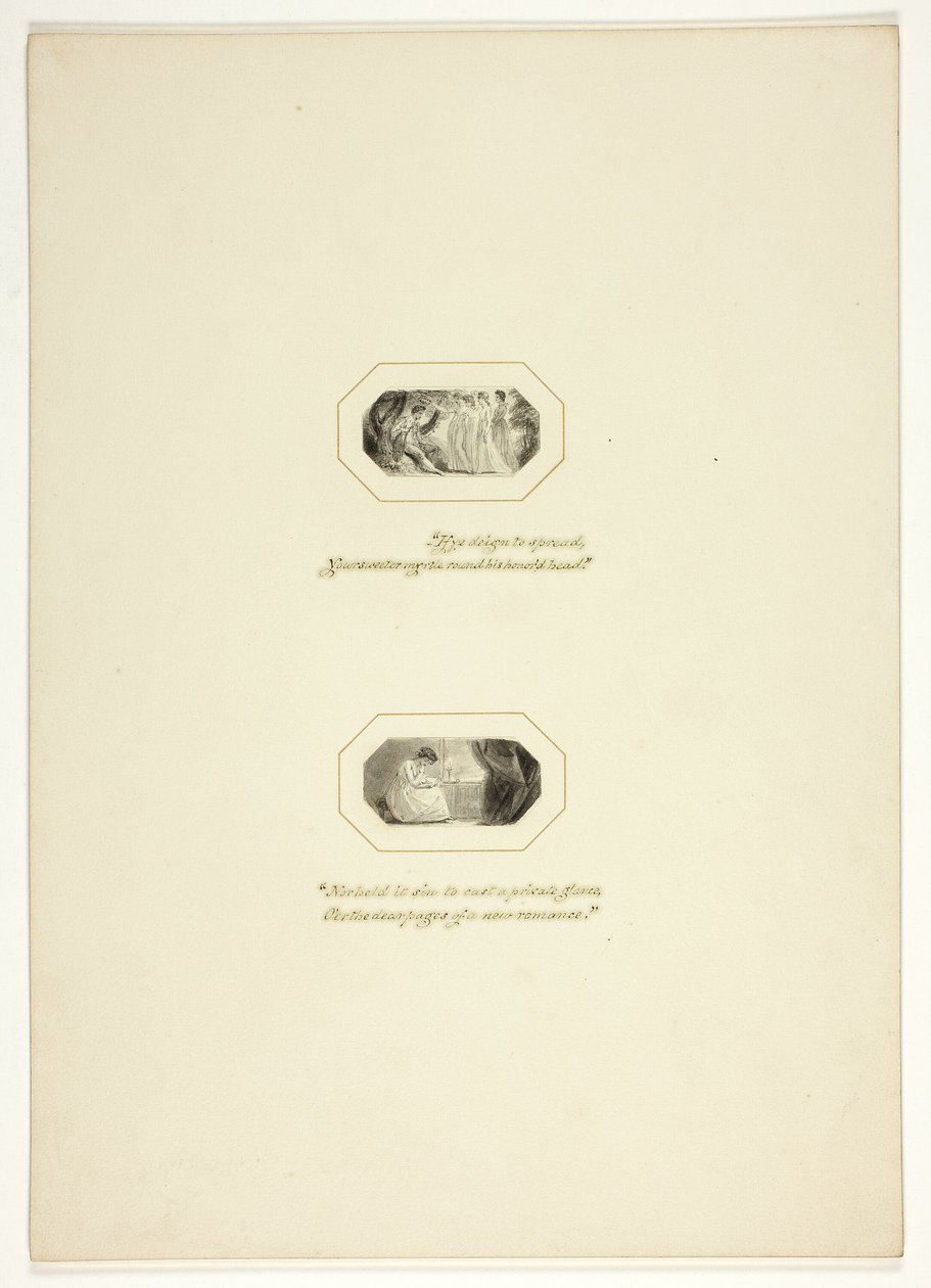 Studium dla płyty z Triumphs of Temper, w 1796 Royal Engagements Pocket Book autorstwa Thomas Stothard