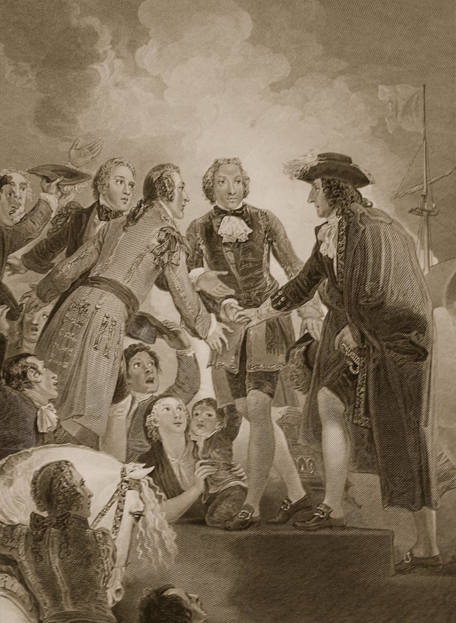 Lądowanie Wilhelma III w Torbay, rycina George