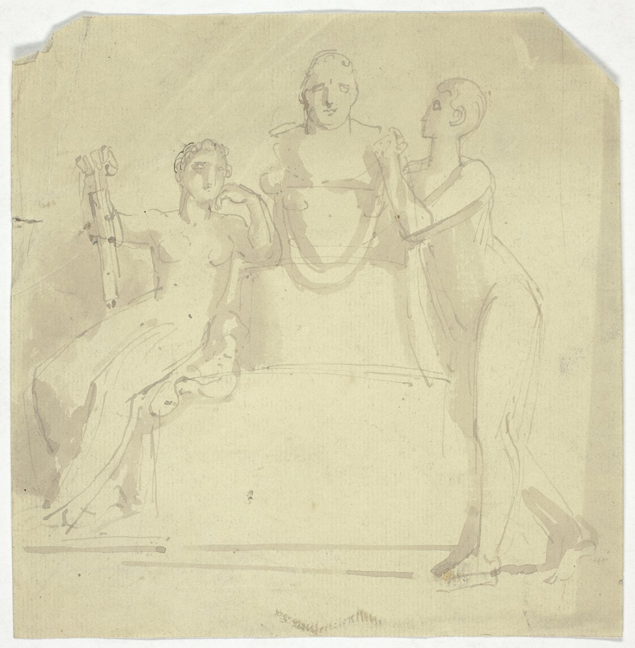Dwie postacie kobiece z biustem autorstwa Thomas Stothard