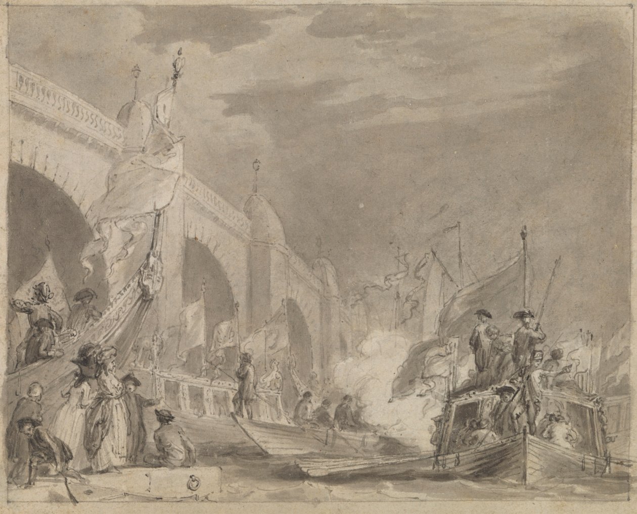 Westminster Bridge i Royal Barge (The Royal Barge i Westminster) autorstwa Thomas Stothard