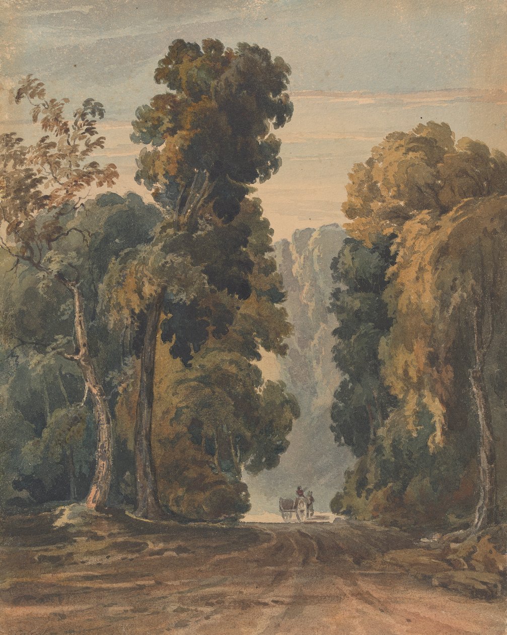 Koń, fura i kierowca na szerokim, wysadzanym drzewami pasie ruchu autorstwa Thomas Sully