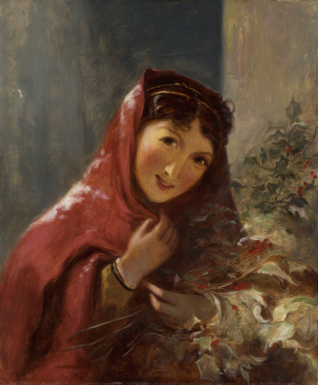 Pani niosąca gałęzie ostrokrzewu, 1850 autorstwa Thomas Sully