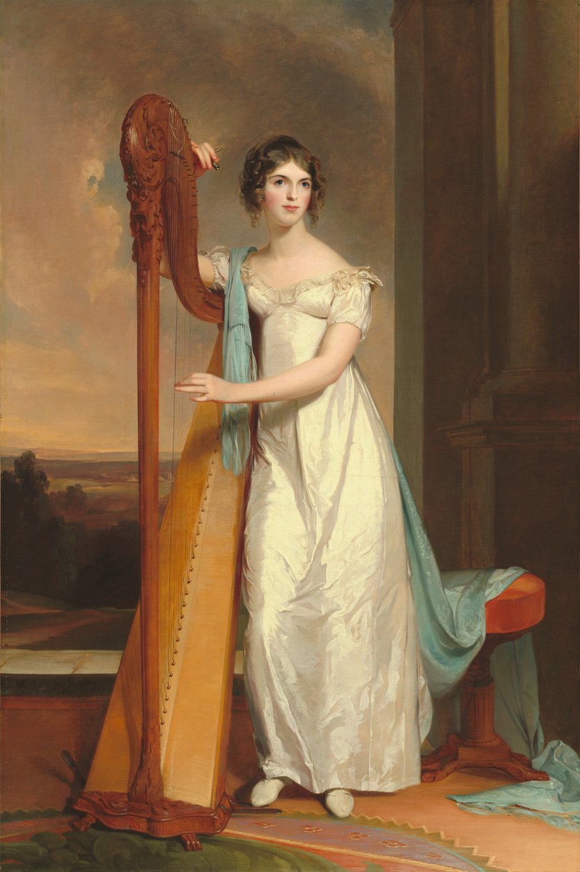Dama z harfą: Eliza Ridgely autorstwa Thomas Sully
