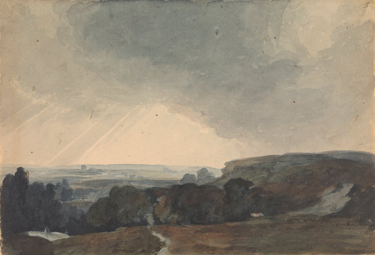Scena krajobrazowa ze wzgórza, patrząc na nasłonecznioną dolinę autorstwa Thomas Sully